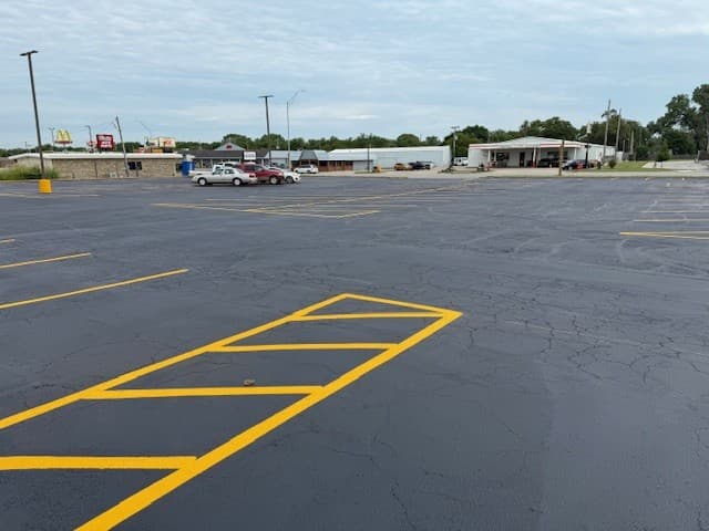Professional parking lot striping with clear markings